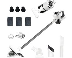2-in-1 handstofzuiger - Draadloze stofzuiger - Stofzuig- en dweilcombinatie - Krachtige zuigkracht - Verwijdert gemakkelijk dierenharen - Hoog vermogen - Inclusief 3 filters, 3 dweildoeken, vloerborstel, borstelkop en mijtverwijderingsborstel - Wit