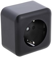 Q-Link Contactdoos - Opbouwmontage - 1-voudig Uitgevoerd - Voorzien van Randaarde - Met Aanraakbeveiliging voor Veiligheid - Geschikt voor Montage op de Muur - Afmetingen 4 x 6 x 6 cm - Kleur Zwart