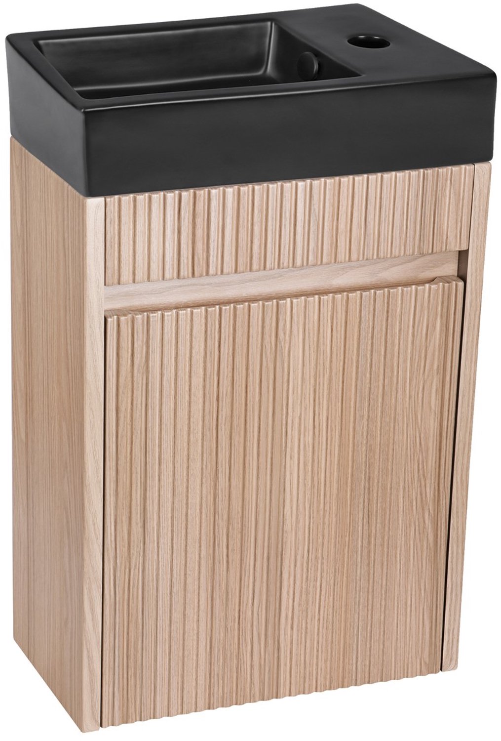 Differnz Hura L Badmeubel - Toiletmeubel - Kleur Grijs - Geribbeld Design - Deur Links Of Rechts Monteerbaar - Knock-Down Montage - FSC® Gecertificeerd MDF Materiaal - 2 Jaar Garantie