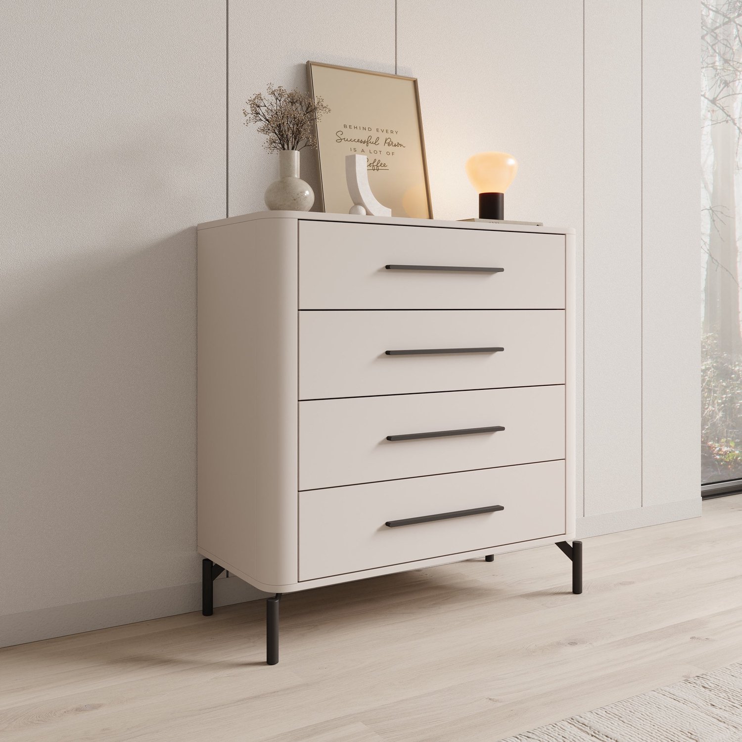MEUBELLA Sorello - Ladekast met 4 lades - Beige - 90x40x94 cm