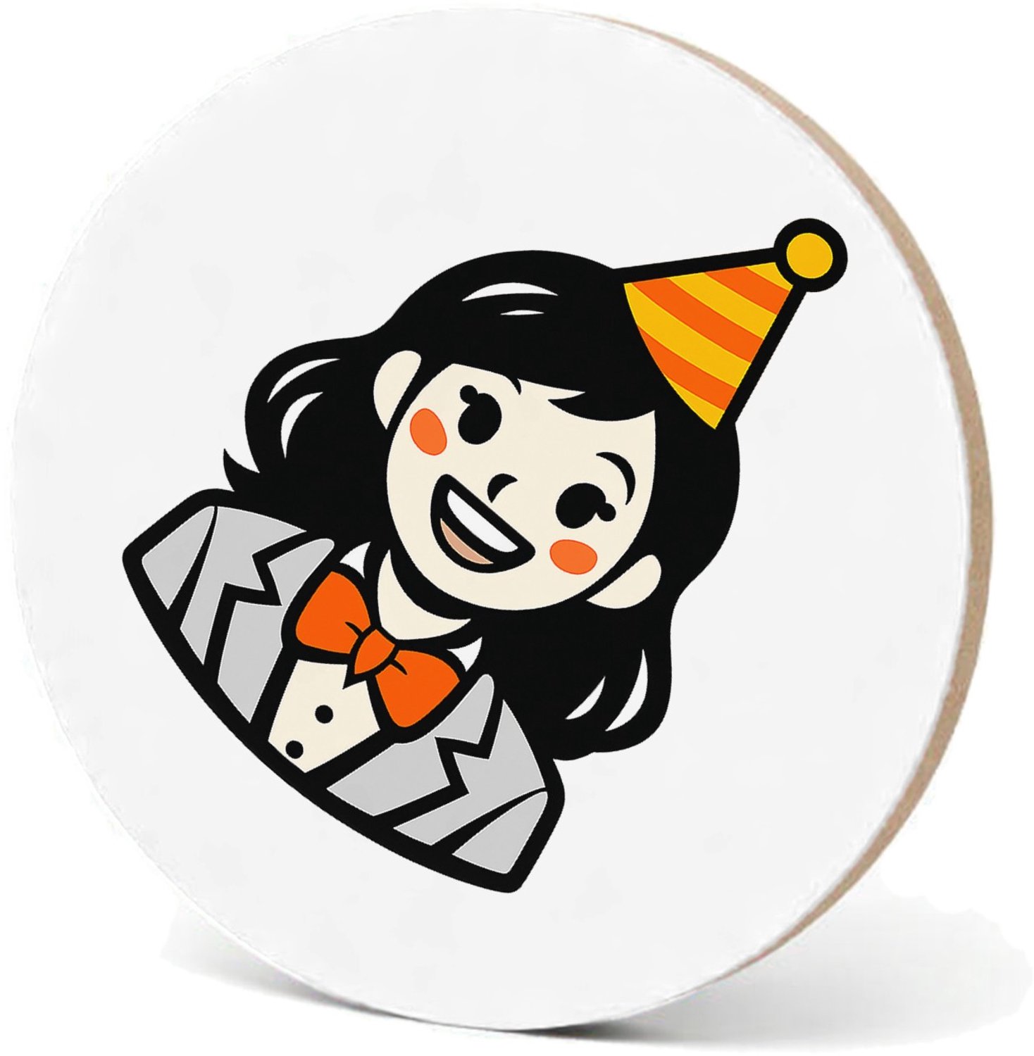 Mr Cadeautjes MDF fotolijst - design Vrolijke, nette cartoonfiguur met feestelijke accessoire en | cadeau Wit