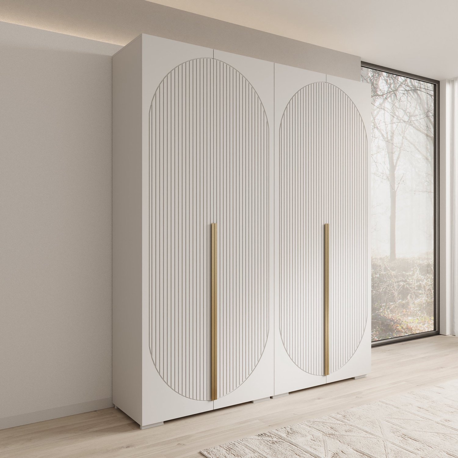 MEUBELLA Mayfair - Kledingkast 4-deurs - Wit - 200x47x237 cm