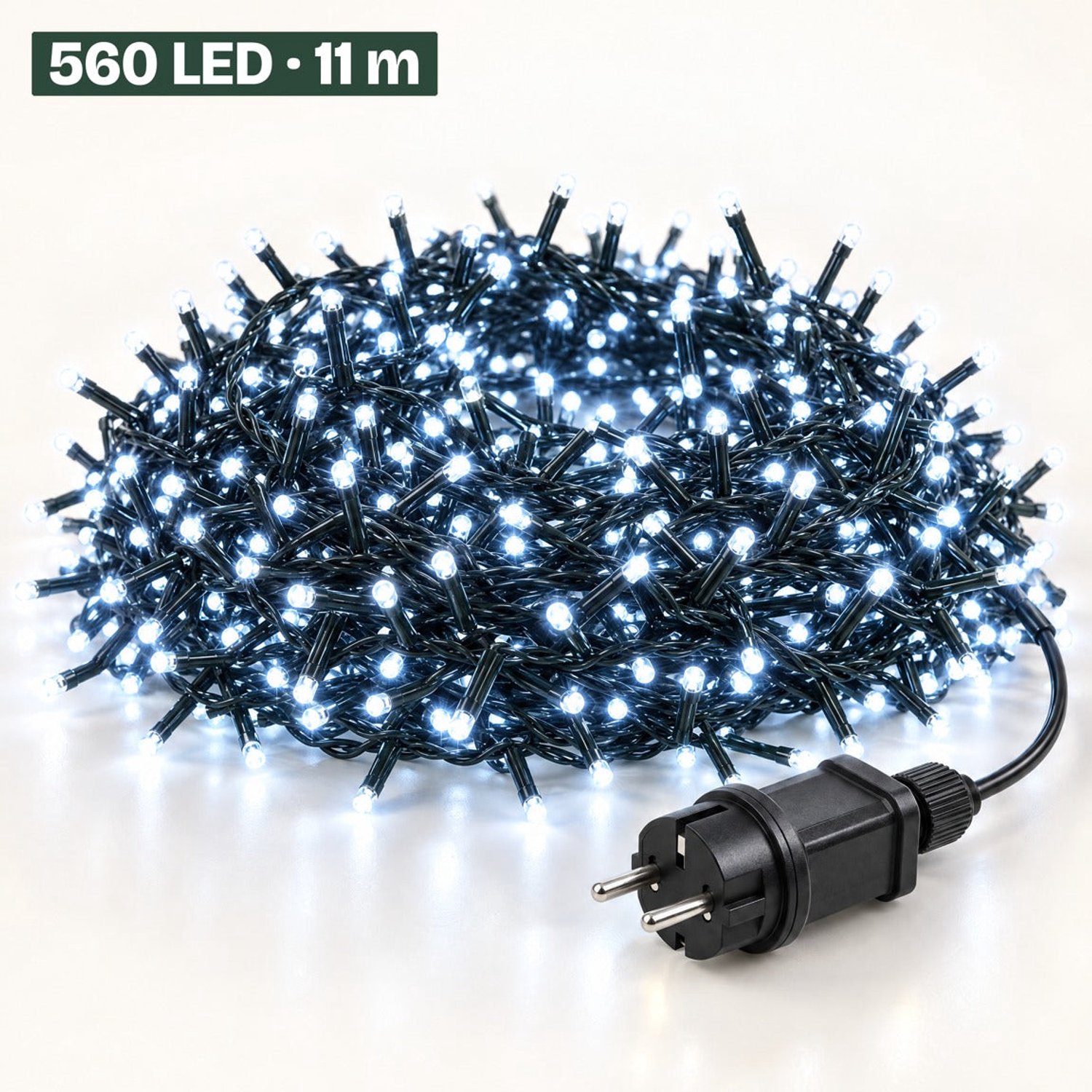 Levano Kerstverlichting Buiten 560 LED 11,2 m Koel Wit - Kerstboomverlichting met Timer en Geheugen - Lichtfuncties - Lichtsnoer voor Binnen en Buiten - Microcluster - Clusterverlichting Kerstboom - Lichtslinger - Kerstlampjes