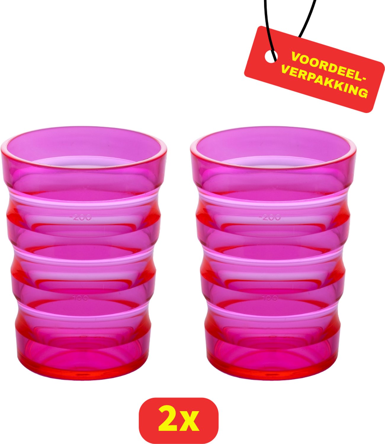 2x - Comforthulpmiddelen Ribbelbeker Sure Grip - Roze - Voordeelverpakking!
