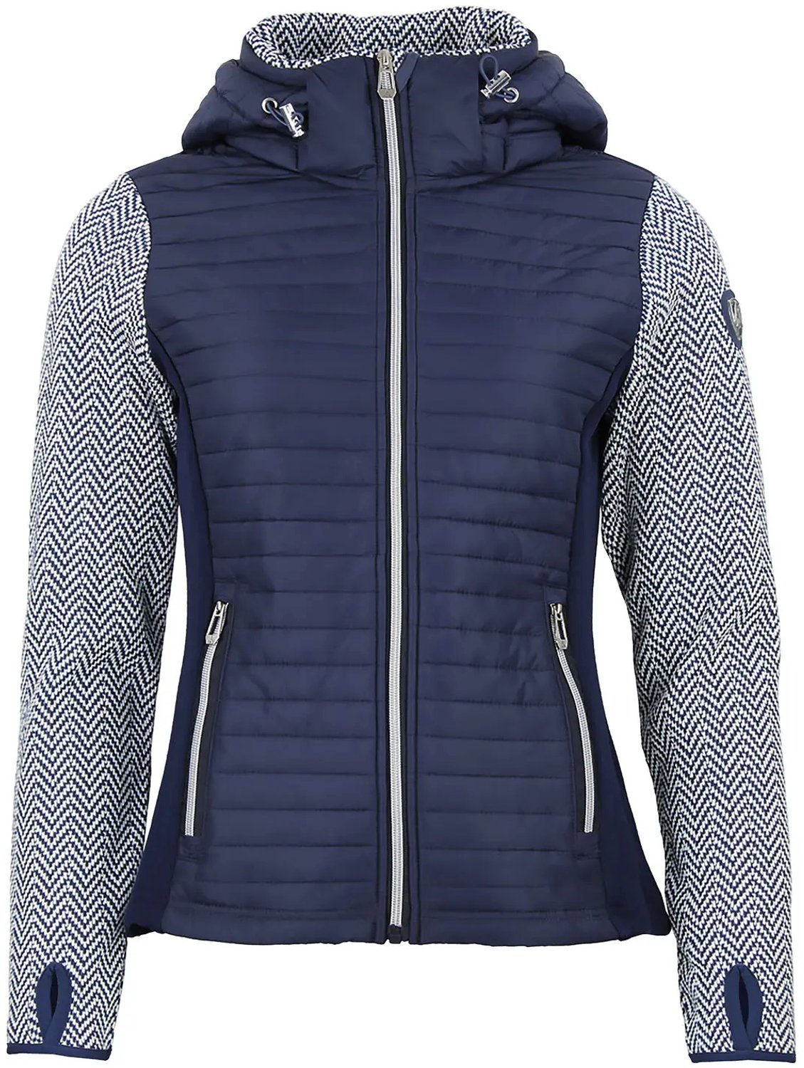Dames polar jack met afneembare capuchon en gewatteerde panelen Peak Mountain Andomo Blauw