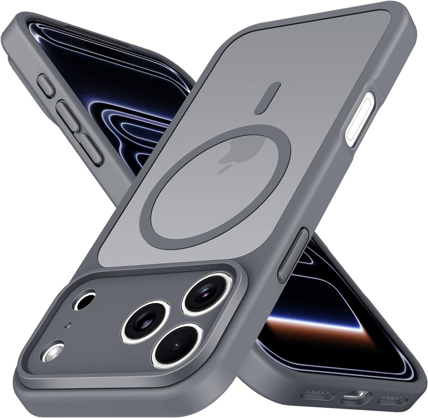 Zandarix Hoesje Geschikt voor Apple iPhone 18 Pro - Back Cover Hoesje - Matte Siliconen - Geschikt voor Mag - Militaire Valbescherming - Grijs