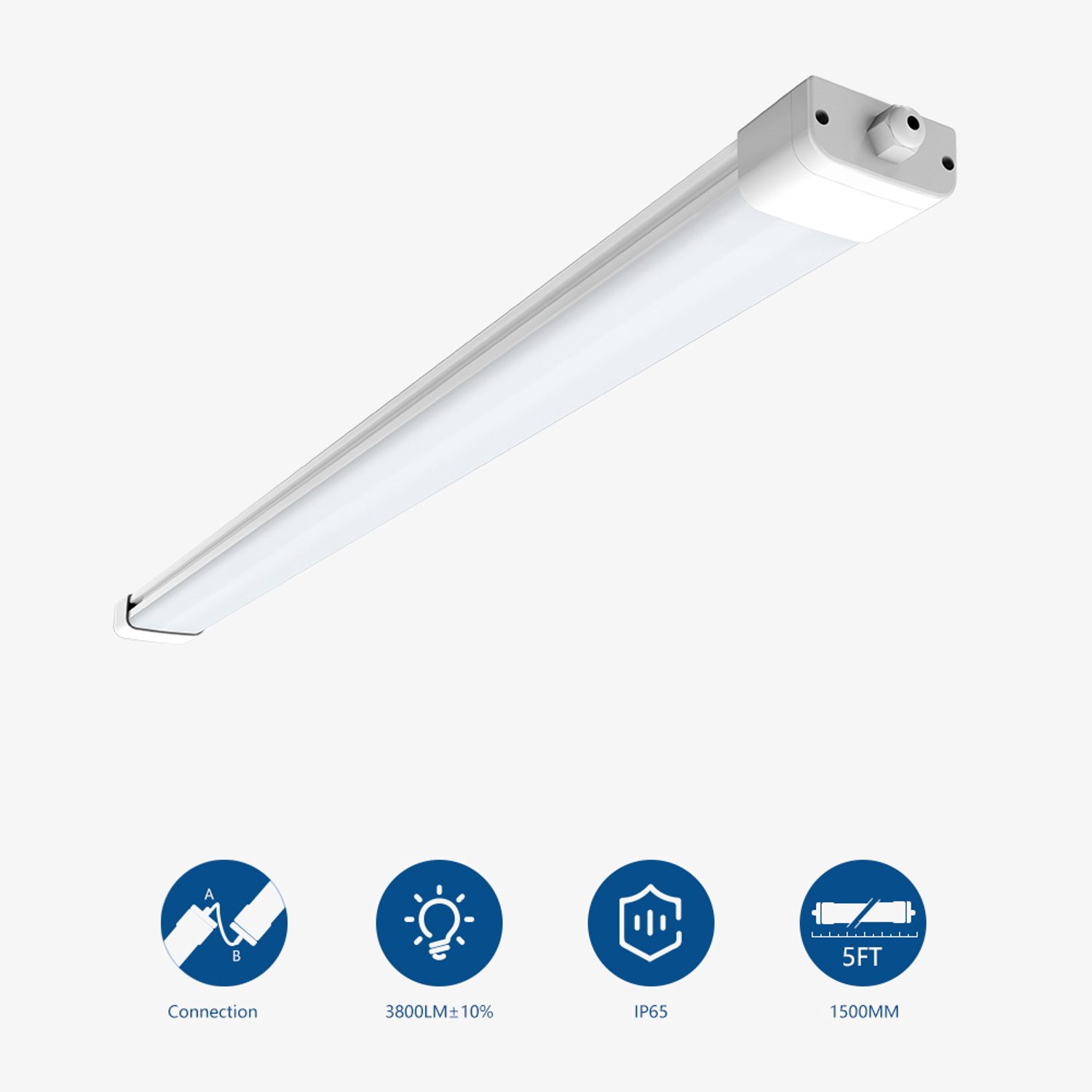 ANTENLICHT LED Batten - 150 cm 45W 4950LM 4000K Warm wit licht - IP65 Waterdichte LED TL Armatuur - flikkervrij - Doorkoppelbaar - Verlichting voor Werkplaats & Kelder Neutraal wit
