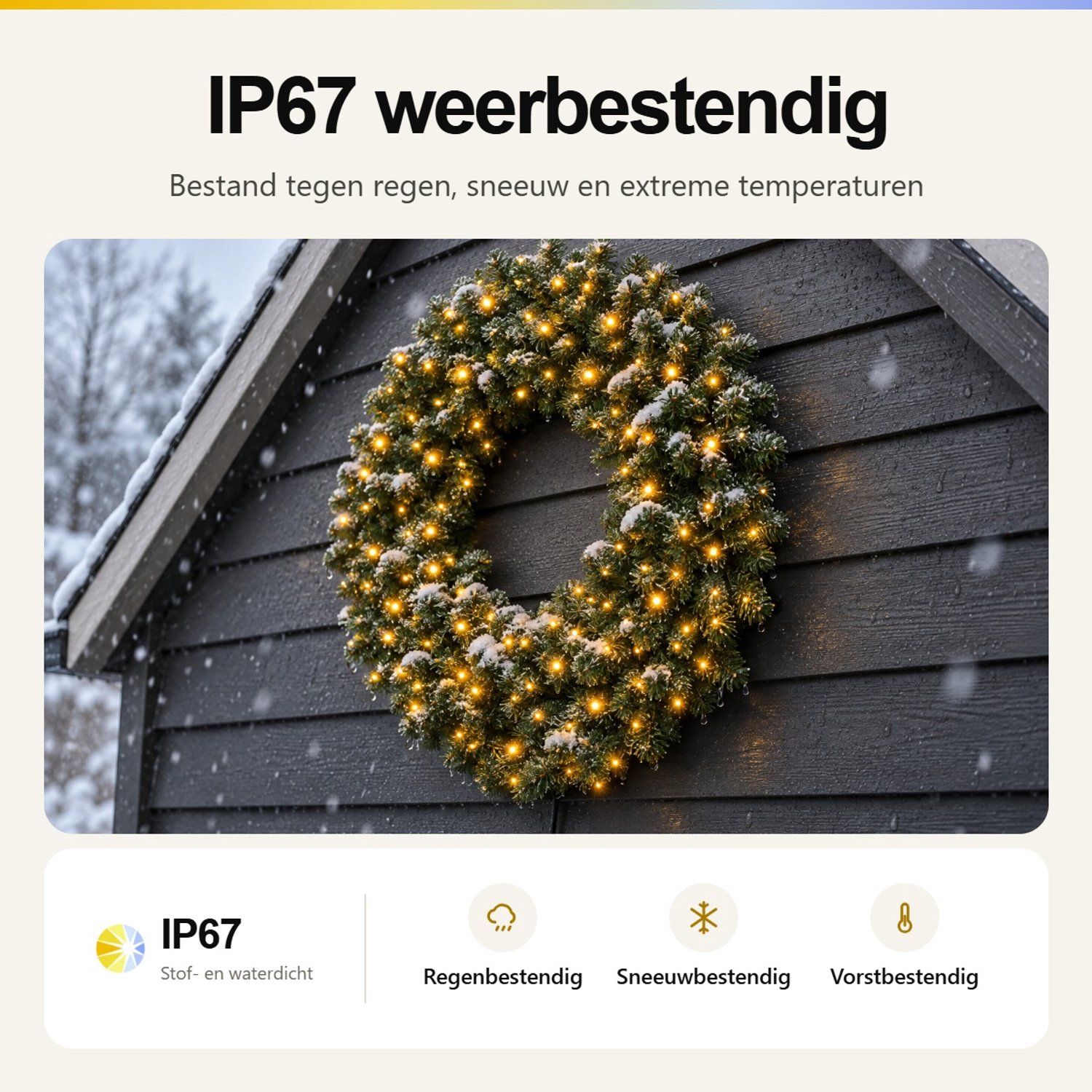 Blynx Kerstkrans met Verlichting Buiten - Ø 100 cm - 200 Klassiek Warm Witte LED Lampjes met Twinkle Effect - IP67 waterdicht - Koppelbaar - Incl. Startkabel – foto 4