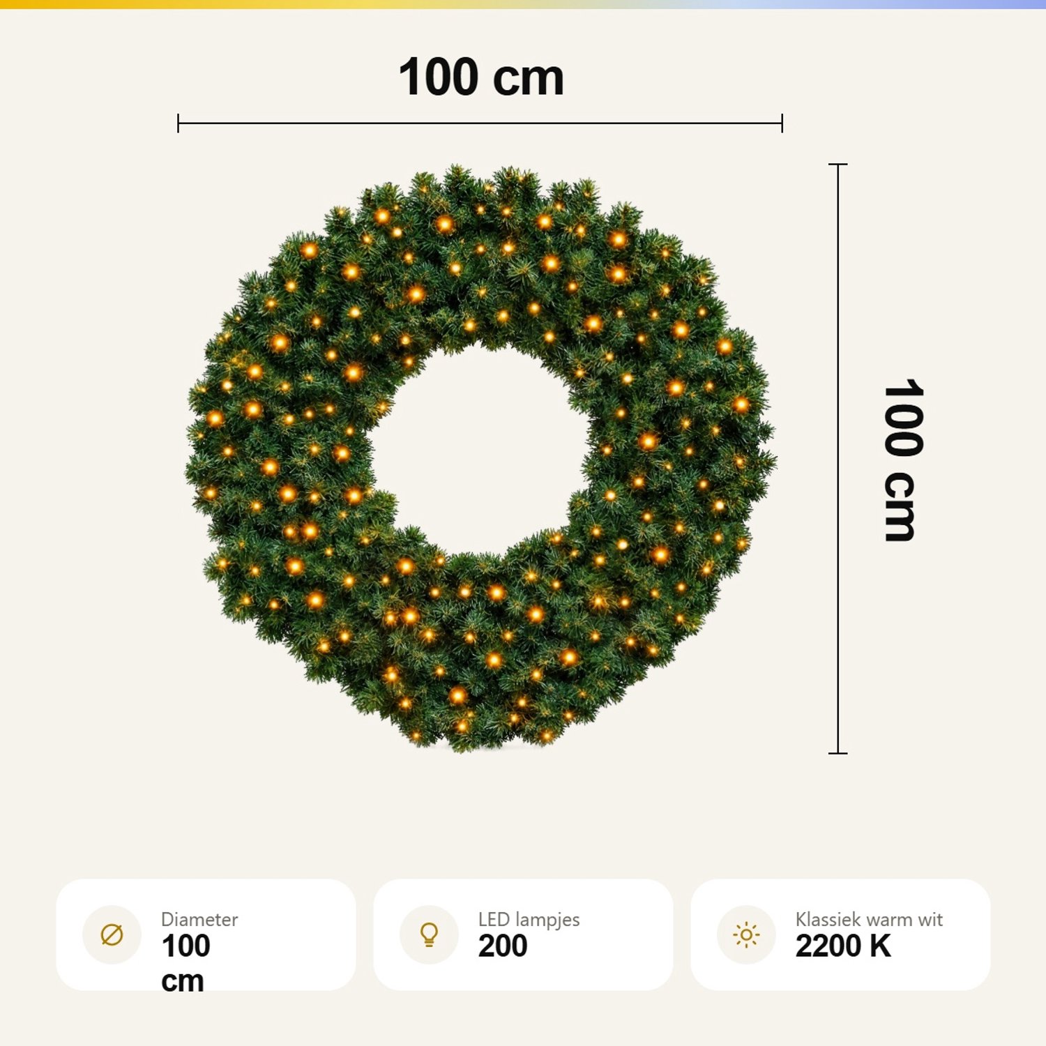 Blynx Kerstkrans met Verlichting Buiten - Ø 100 cm - 200 Klassiek Warm Witte LED Lampjes met Twinkle Effect - IP67 waterdicht - Koppelbaar - Incl. Startkabel – foto 6