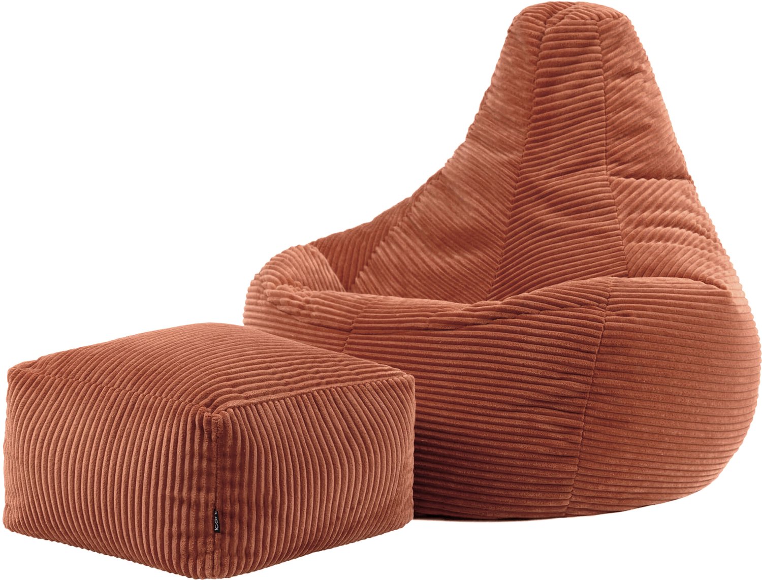 Icon Dalton Zitzak Fauteuil met Poef - Gaming - Ribfluweel - Terra-oranje