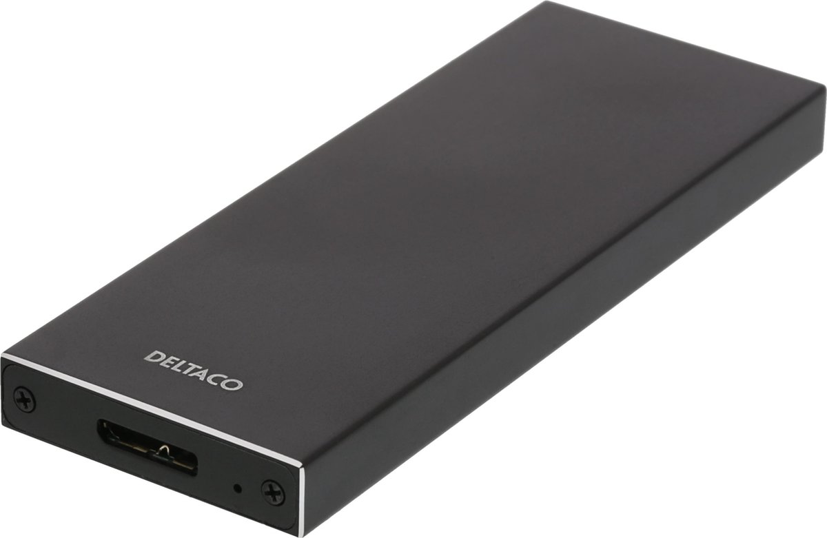 Deltaco MAP-K16N M.2 naar SATA SSD behuizing - B-Key, B&M Key - USB 3.1 Gen 1 - SATA III - voor 2230, 2242, 2260 en 2280 M.2 SSD's - Zwart