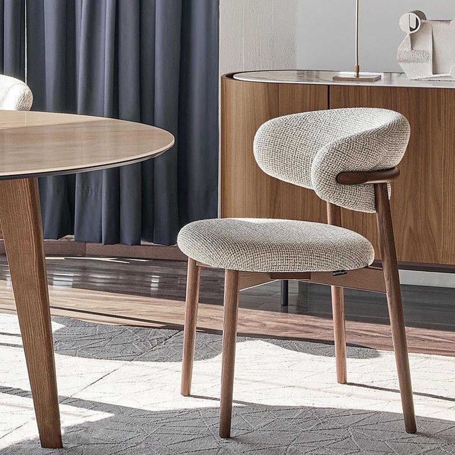 Massief Houten Eetkamerstoelen met Ergonomische Rugleuning en Zachte Bekleding Set van 2 – Comfortabele Moderne Eetkamerstoelen voor Eetkamer, Woonkamer en Horeca