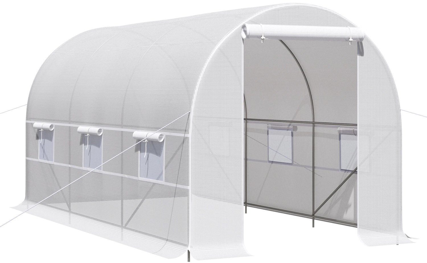VILIMA - Tunnelkas - Tuin - 400x200x200cm - Met deur - 6 ramen - Wit - Voor alle seizoenen - Extra stabiel - Duurzaam materiaal