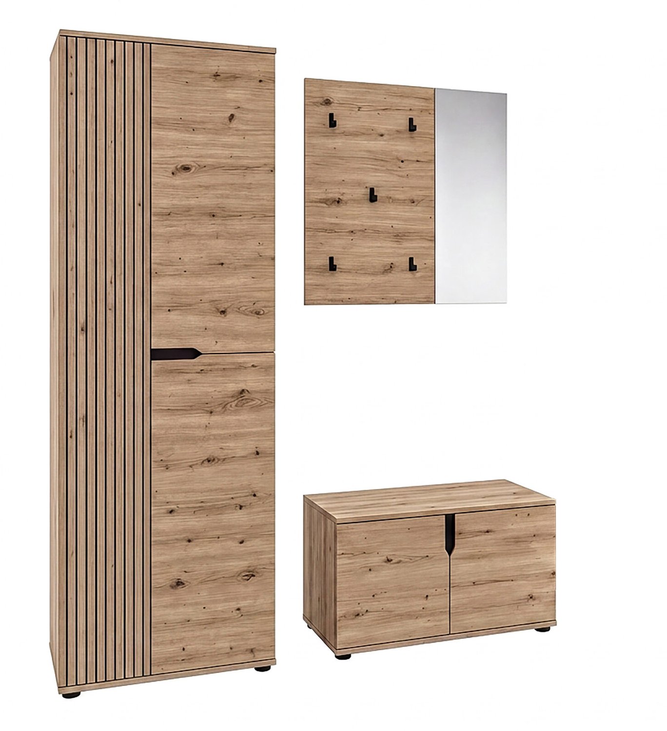 Furnilux Keno Garderobecombinatie 3-delig 160 cm in Artisan Eiken Artisan Eiche Nachbildung