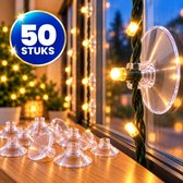 AXIMO Zuignapjes voor Kerstverlichting en Lichtsnoeren – 50 Stuks – Transparant – 22 mm – Zelfklevend - Voor Raamdecoratie en Gladde Oppervlakken