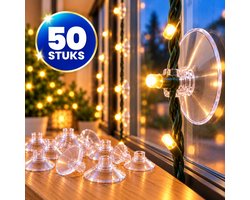 AXIMO Zuignapjes voor Kerstverlichting en Lichtsnoeren – 50 Stuks – Transparant – 22 mm – Zelfklevend - Voor Raamdecoratie en Gladde Oppervlakken