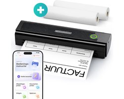 Golanzo Draadloze Thermische Printer - USB/USB-C - Pocket Printer voor Smartphone - Incl 2 rollen Papier - Draagbare Min