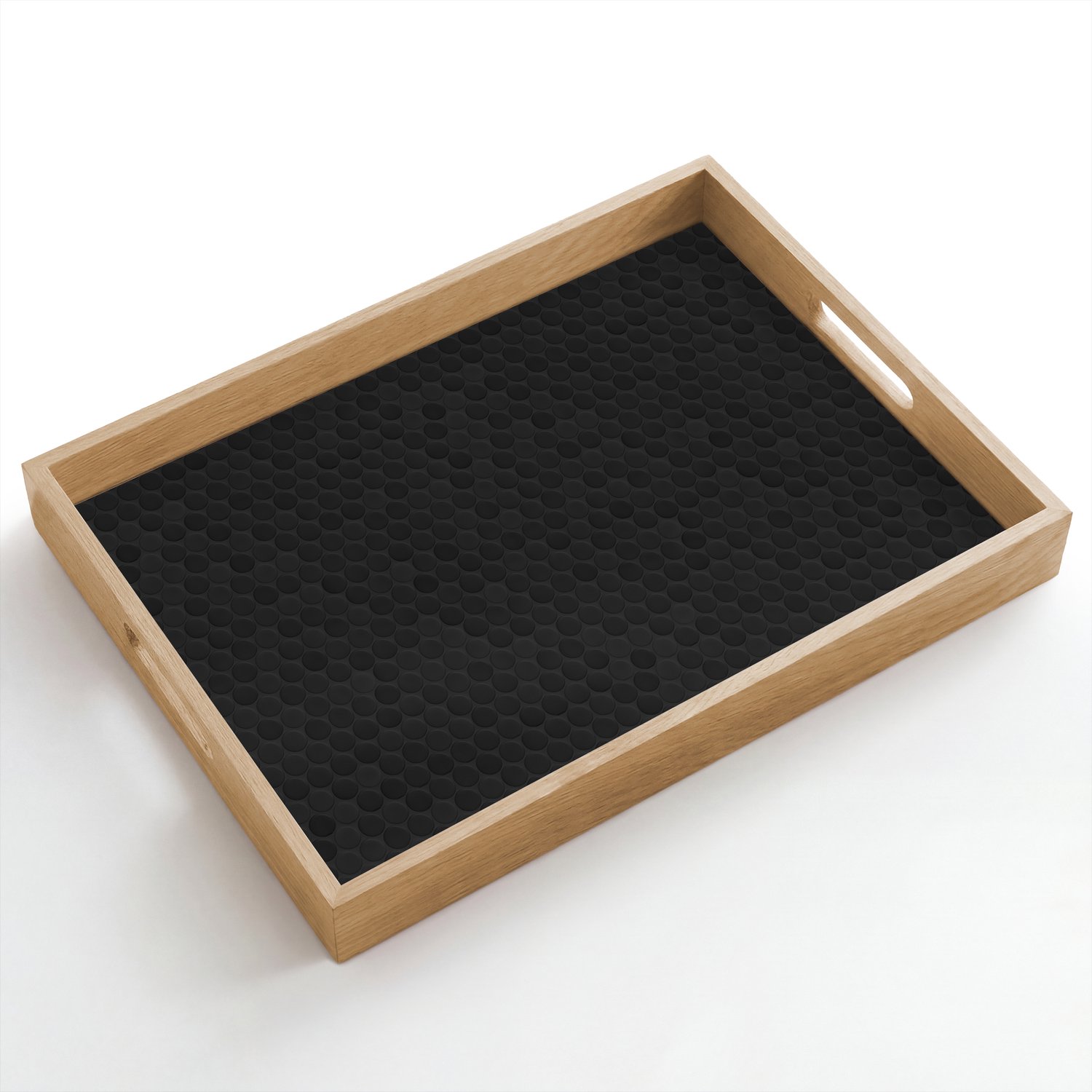 Dienblad hout 50x35 cm - Schootdienblad - Penny - Tegel - Mat - Zwart - Borrelplank rechthoek - Plateau dienbladen