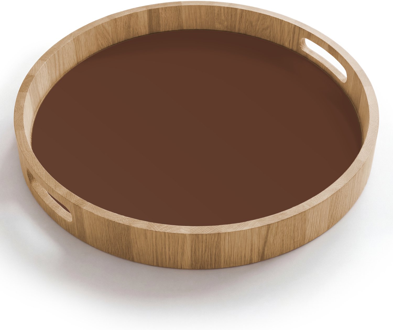 Dienblad rond 40x40 cm - Schootdienblad hout - Deep - Clay - Brown - Bruin - Borrelplank rechthoek - Plateau houten dienbladen