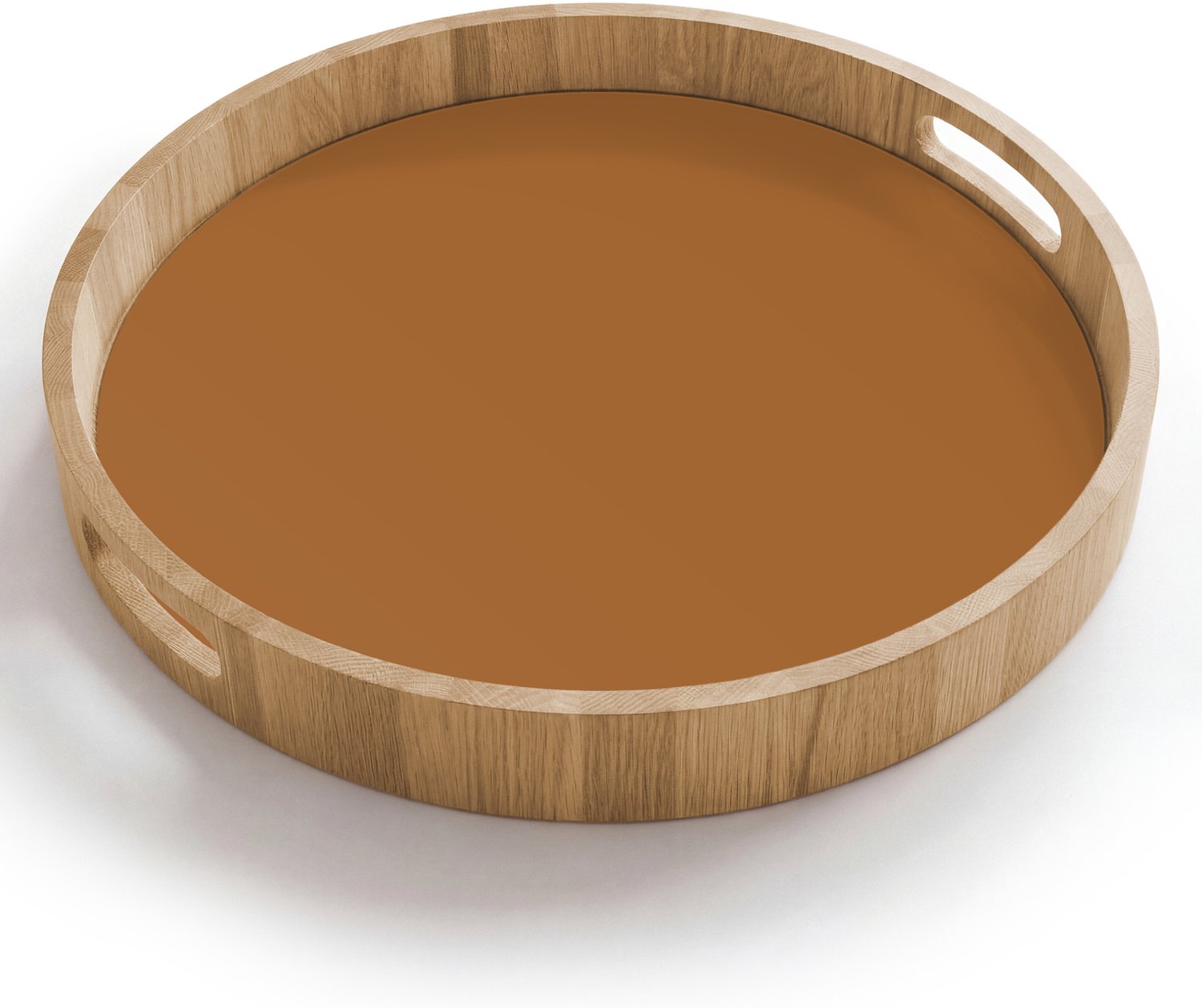 Dienblad rond 40x40 cm - Schootdienblad hout - Spiced - Cinnamon - Bruin - Borrelplank rechthoek - Plateau houten dienbladen