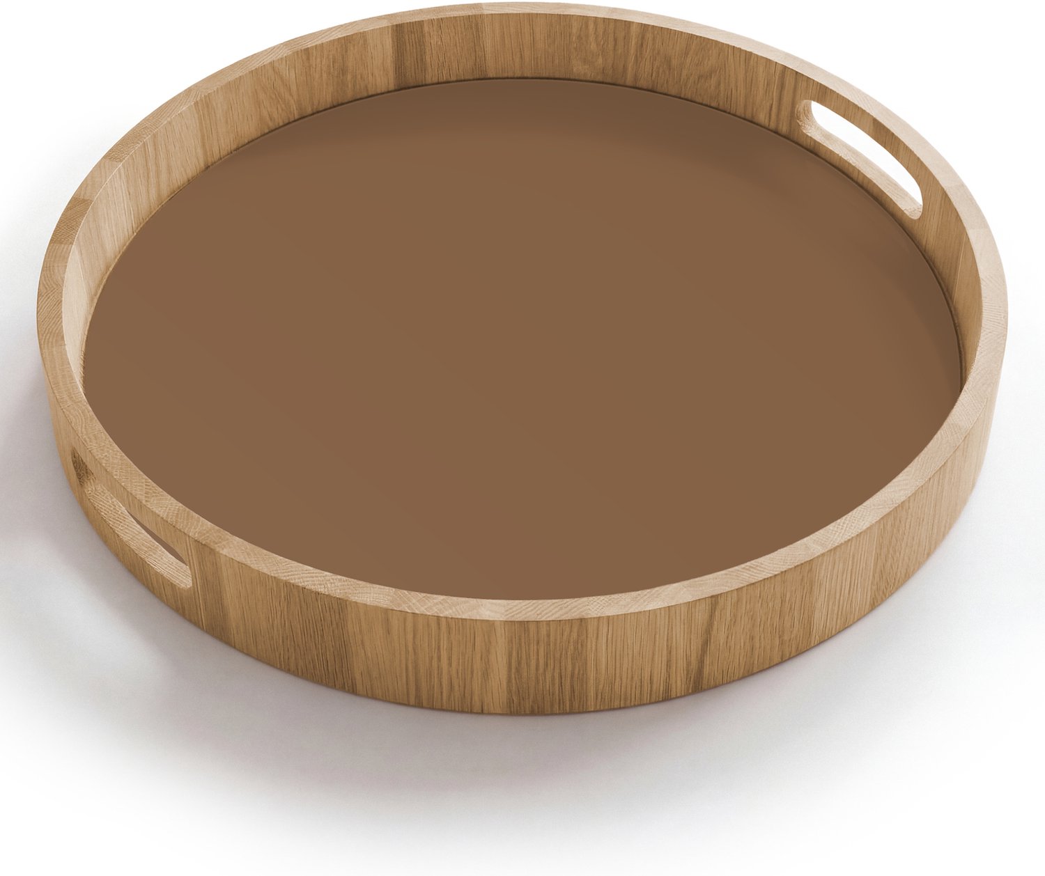 Dienblad rond 40x40 cm - Schootdienblad hout - Soft - Walnut - Bruin - Borrelplank rechthoek - Plateau houten dienbladen