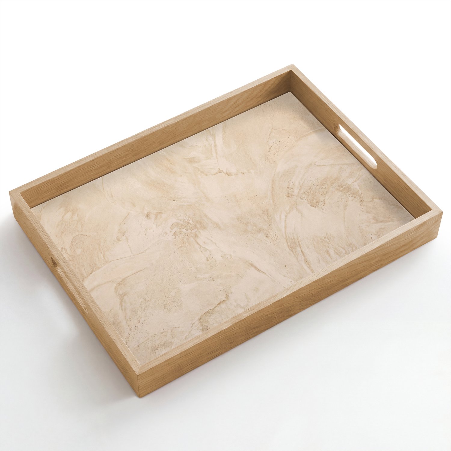 Dienblad hout 50x35 cm - Schootdienblad - Textuur - Patroon - Abstract - Modern - Beige - Borrelplank rechthoek - Plateau dienbladen