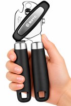 BOTC Blikopener - Met krachtige magneet - Veilig - Opent zonder scherpe randen - RVS - Silicone - Zwart