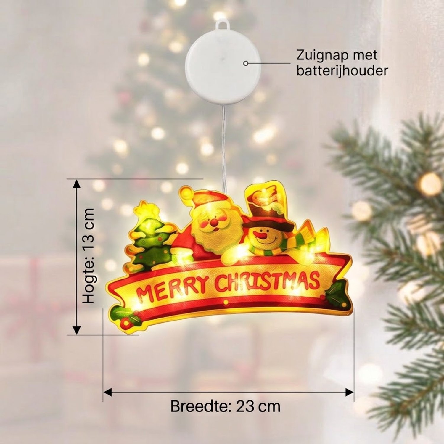 LED Kerst Raamverlichting (Set van 6) – Kerstfiguren met Warm Wit Licht, Kerst Raamdecoratie met Zuignap, Kerstman, Sneeuwman, Rendier en Kerstdecoratie voor Raam op Batterijen – foto 2