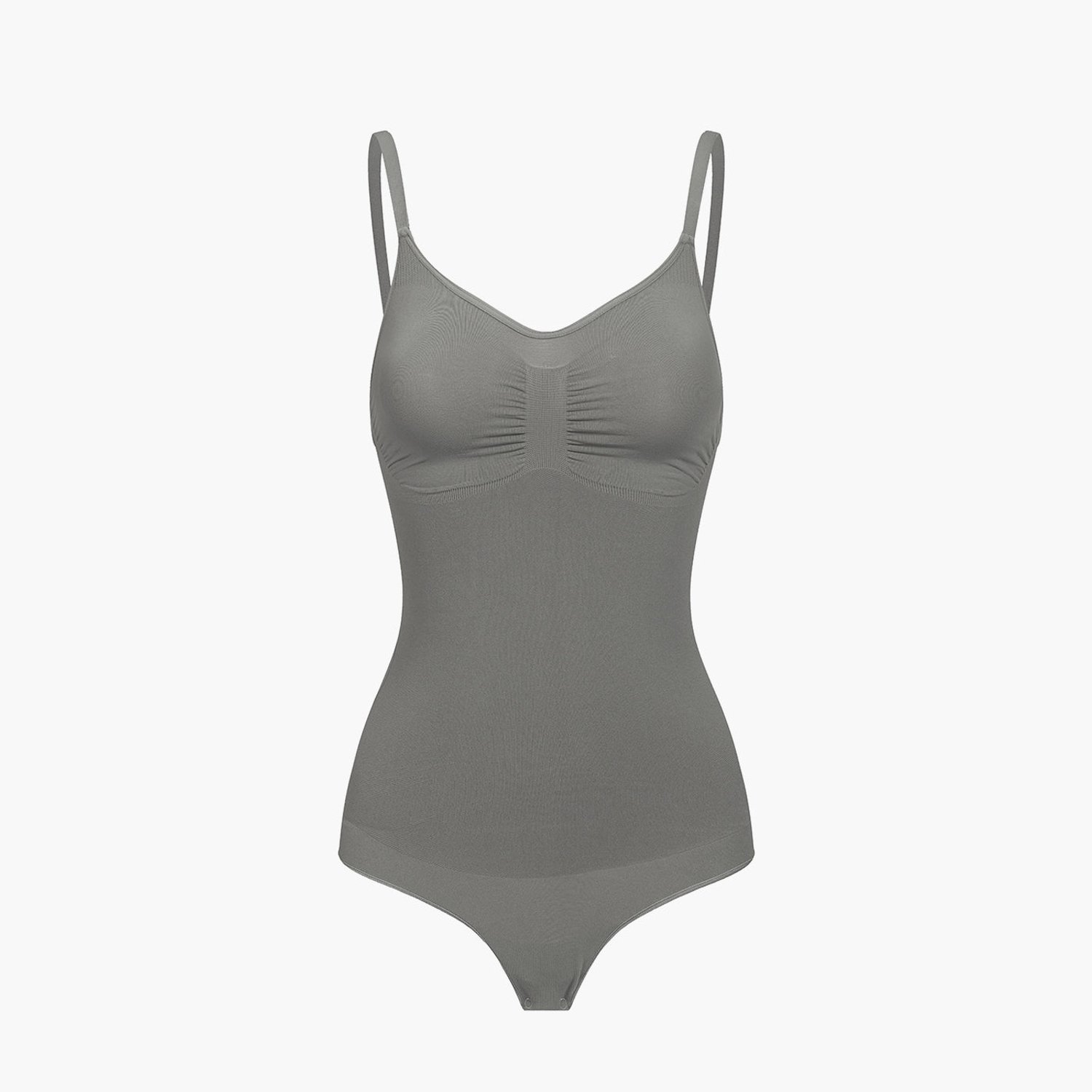 cfab Bodysuit met corrigerende werking en koordjes - Grafiet - L - Corrigerende Body - Naadlos - corrigerend ondergoed dames
