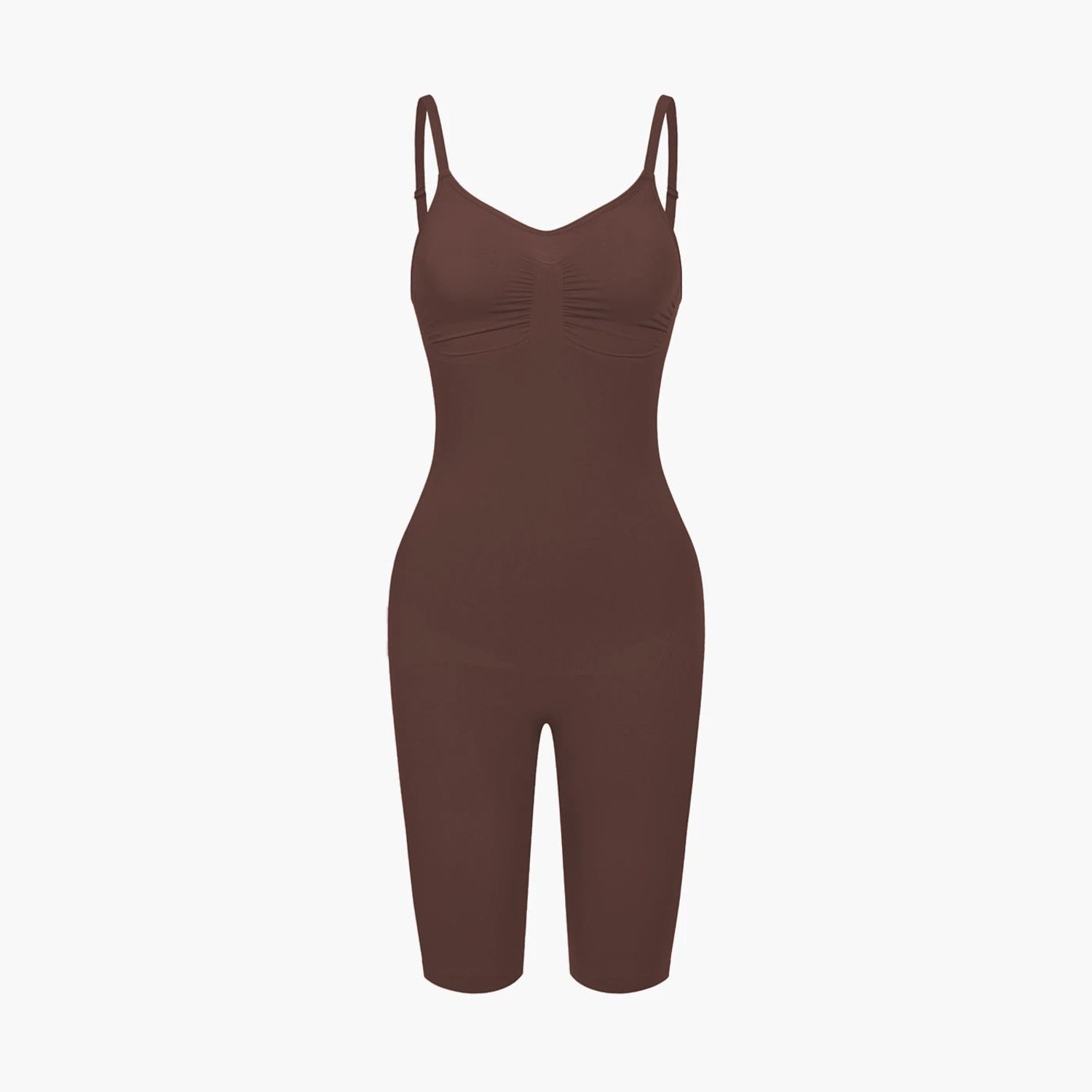 cfab Bodysuit met corrigerende shapewear en shortje - Bruin - 3XL - Corrigerende Body - Naadlos - corrigerend ondergoed dames