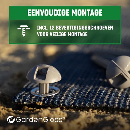GardenGloss® Voortenttapijt 200x200 - Campingtapijt Outdoor Weerbestendig - Campingtapijt, Ttenttapijt incl. 12 Haringen en Draagtas — afbeelding 4