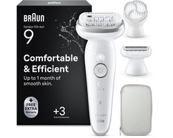 Braun Silk·épil 9 9-061 - Wet & Dry Epilator - Langdurig Gladde Huid - Flexibele Kop - Ladyshave Scheerkop, Trimmerkam en Exfoliatieborstel