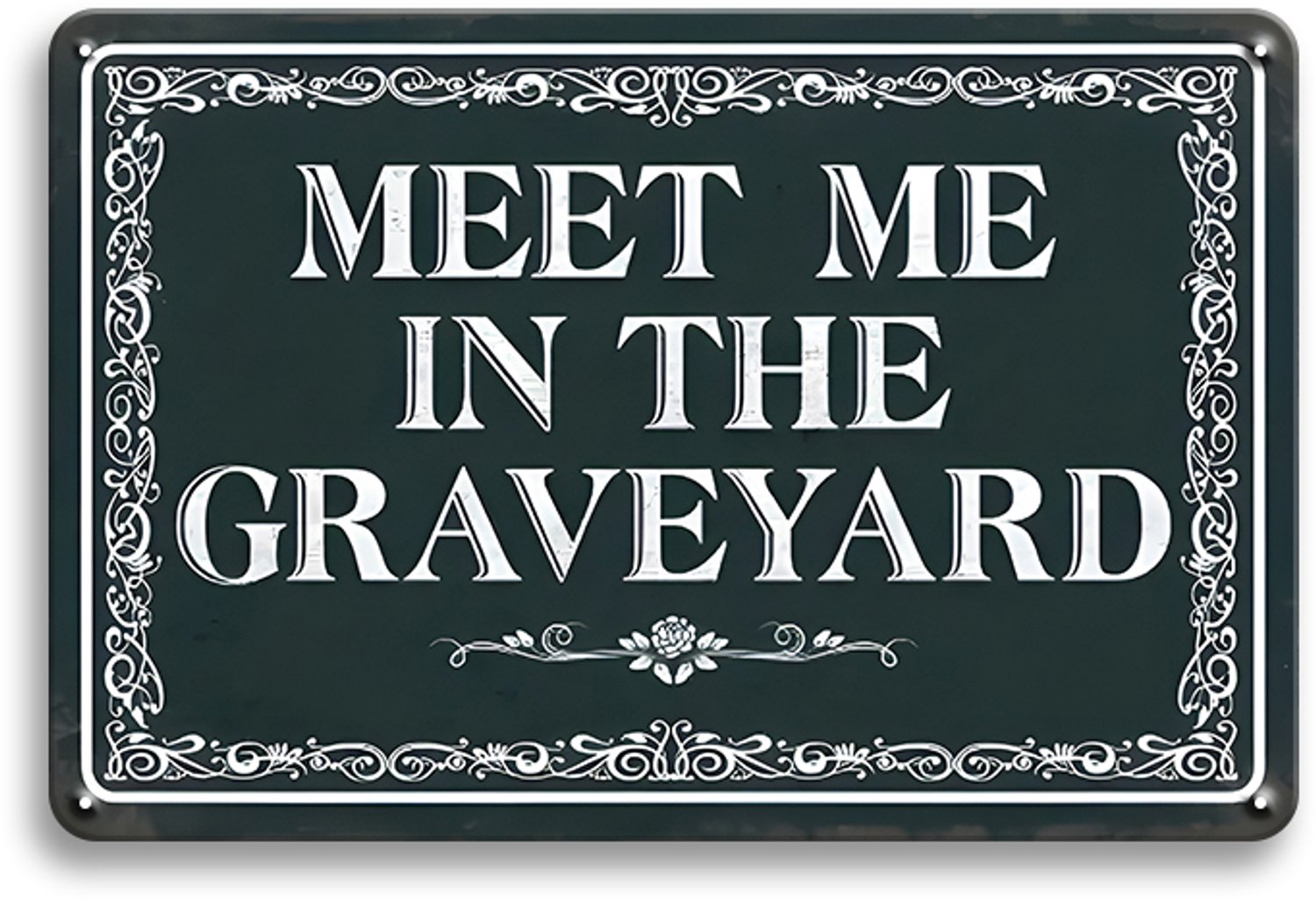 Meet Me In The Graveyard Wandbord 20x30cm – Tuindecoratie Tekstbord – Vintage Retro Wanddecoratie – Tuin Schutting Tuinhuis