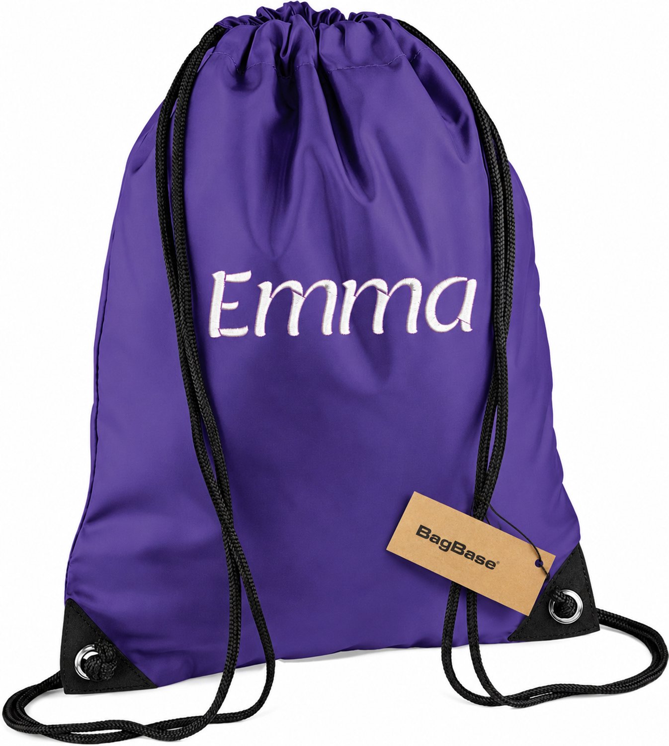 Premium zwemzak kleur Purple  met naam geborduurd | 27 verschillende kleuren | gepersonaliseerd | Bagbase