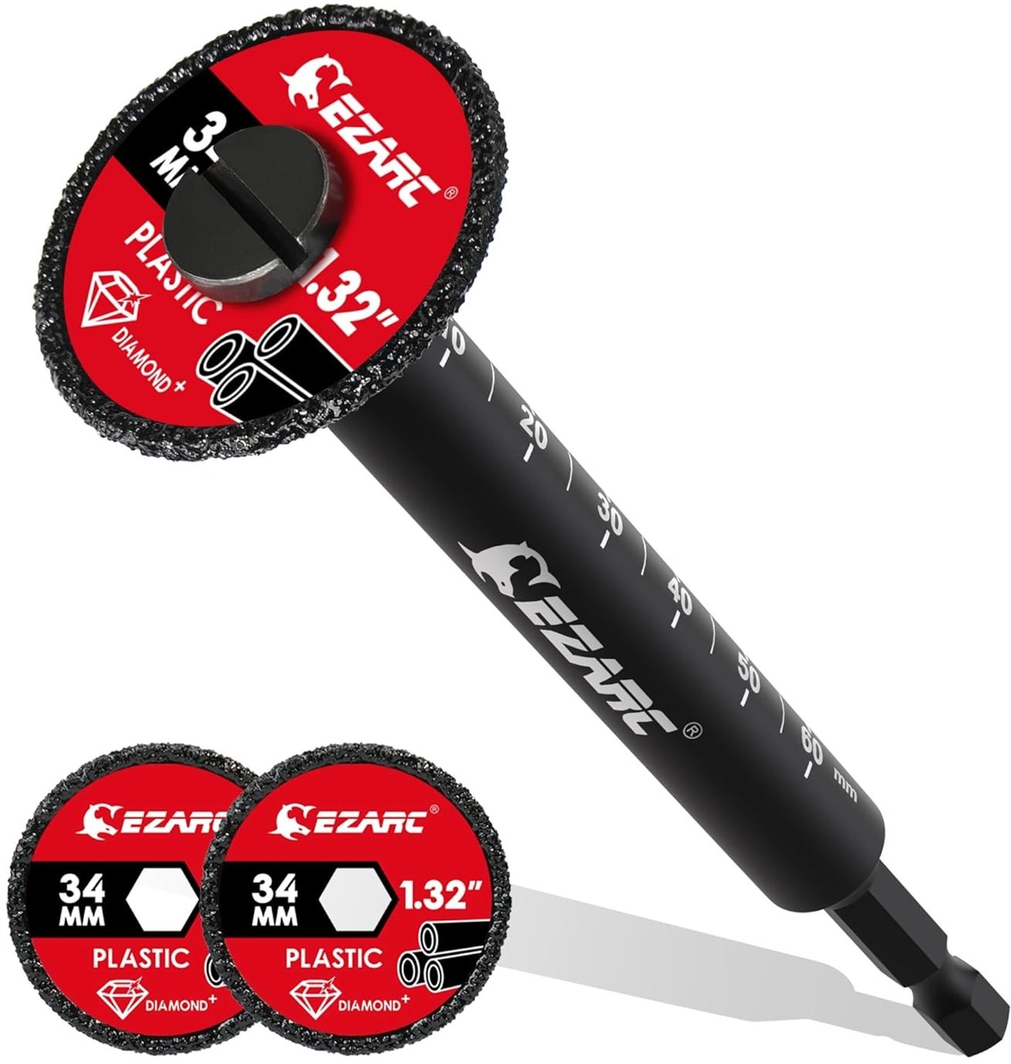 Inner Pipe Cutter voor PVC en PPR Buizen, Vervangbare Diamant Snijbladen, 2-1/2 Inch Snijdiepte, 1/4 Inch Hexaansluiting, 3.2cm Diameter, Professionele Loodgietersgereedschappen