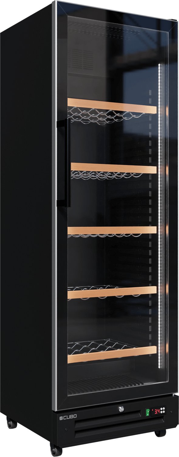 CUBO Wijnkoelkast 360L – Glasdeur – 5 Houten Legplanken – Zwart Interieur – CS-WF375 - Wijnkast – foto 8