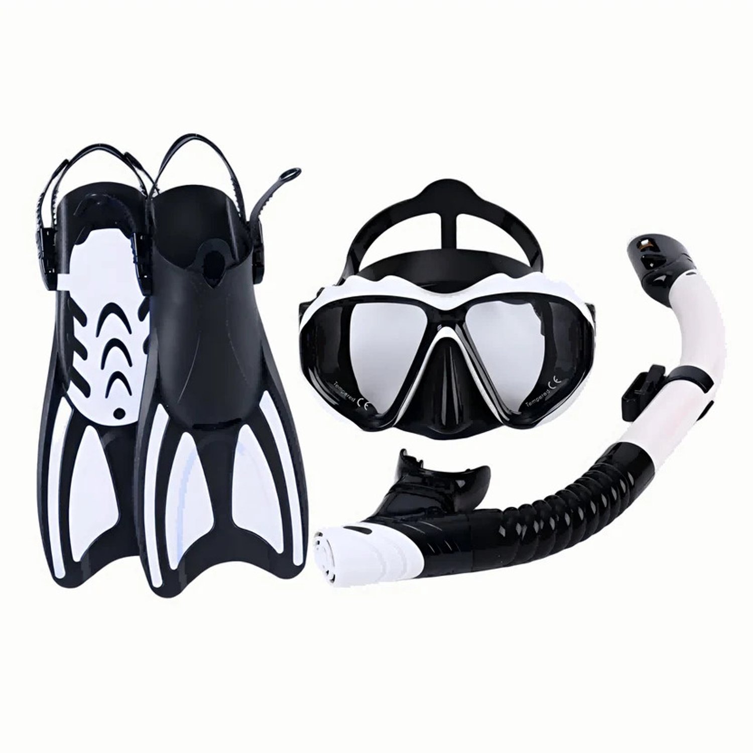 AeroDive Snorkelset Volwassenen - Duikbril, Snorkel en Zwemvliezen - Anti Fog, Gehard glas