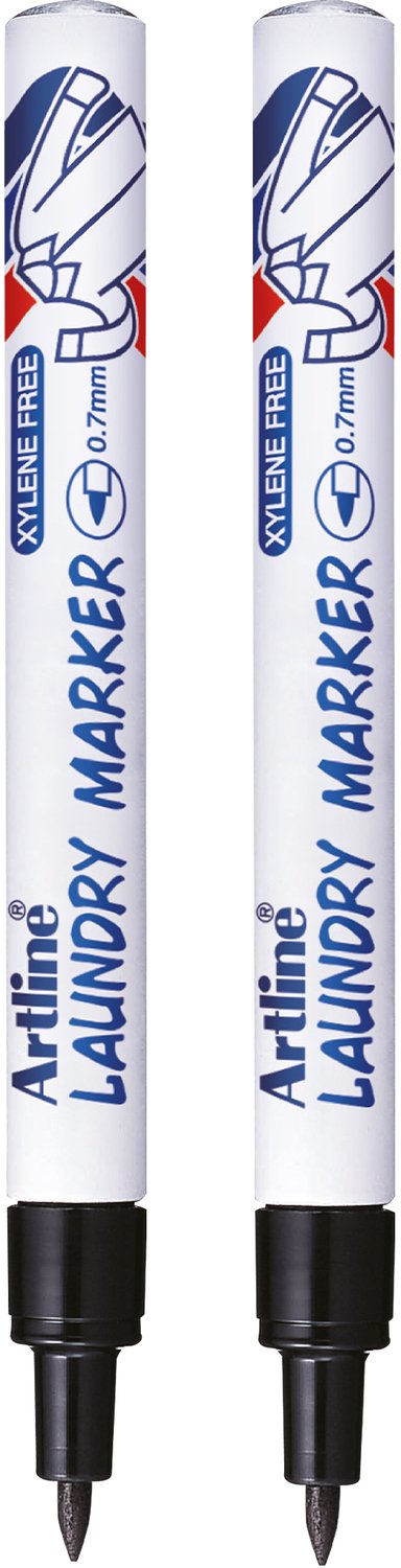 Artline Laundry Markers - Set van 2 markers - Voor textiel en kleding - Textielstiften - Zwart