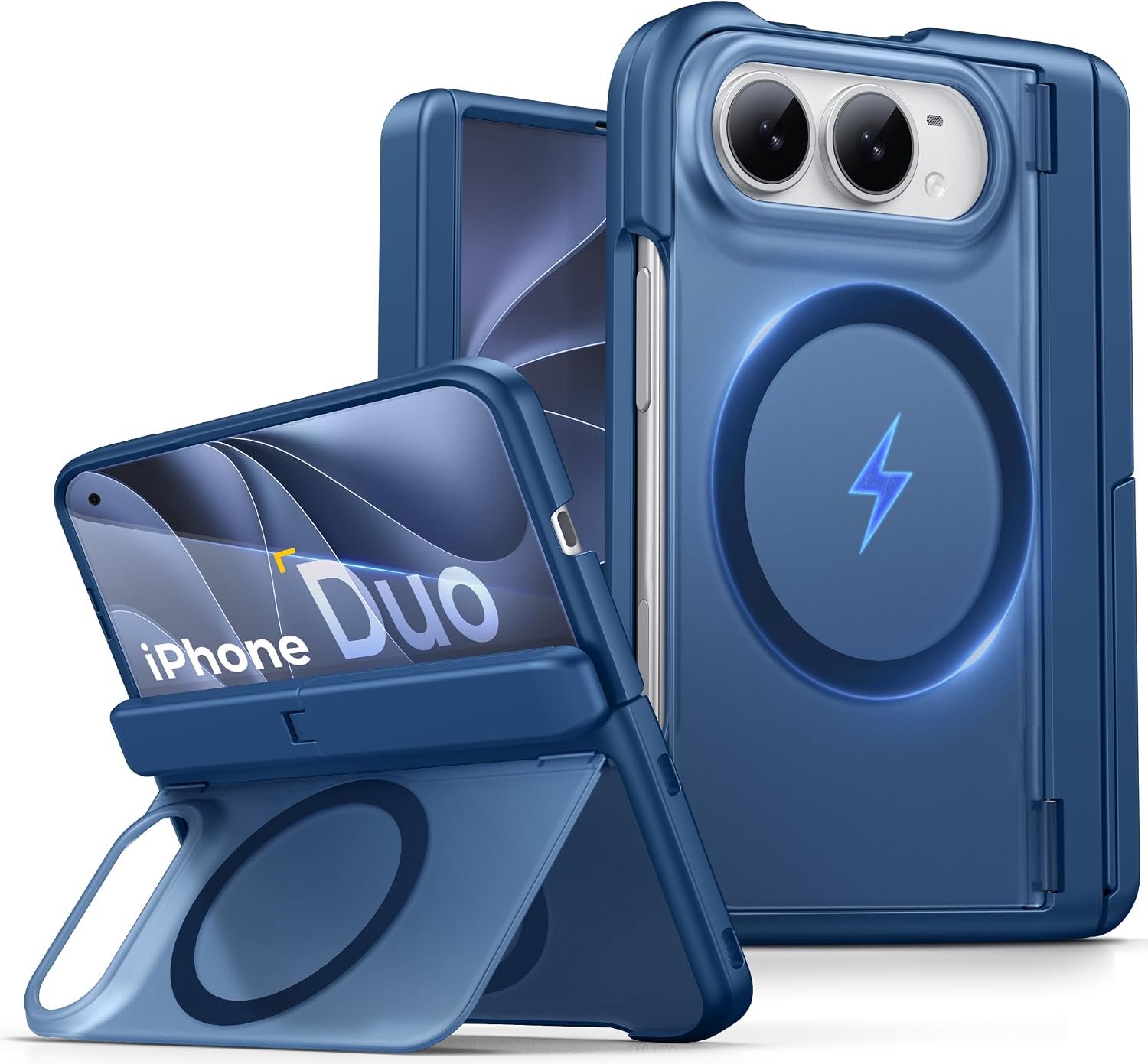 Zandarix Hoesje Geschikt voor Apple iPhone Duo - Scharnierbescherming - Robuust - Heavy Duty - 360 Graden - Geschikt voor Mag - Back Cover Hoesje - Blauw