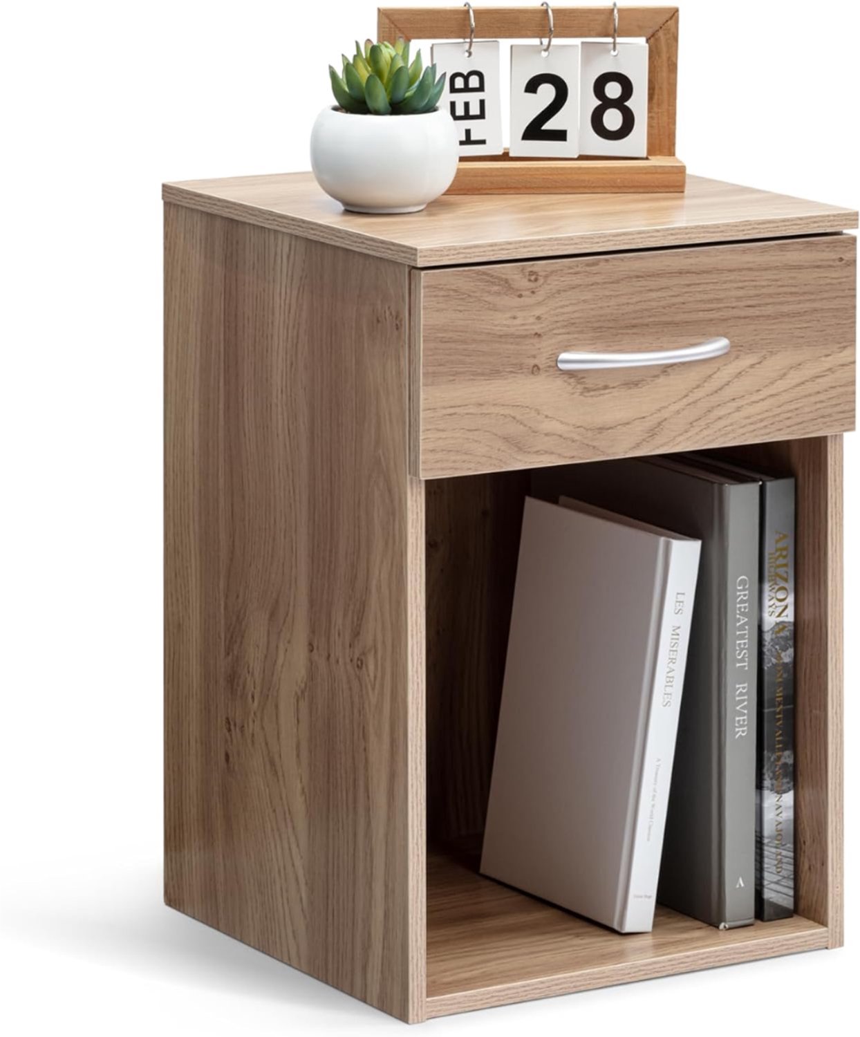 KLS® Nachtkastje - Nachtkastje Hout - Nachtkastje Lamp - Bruin - 32cm x 32cm x 48cm