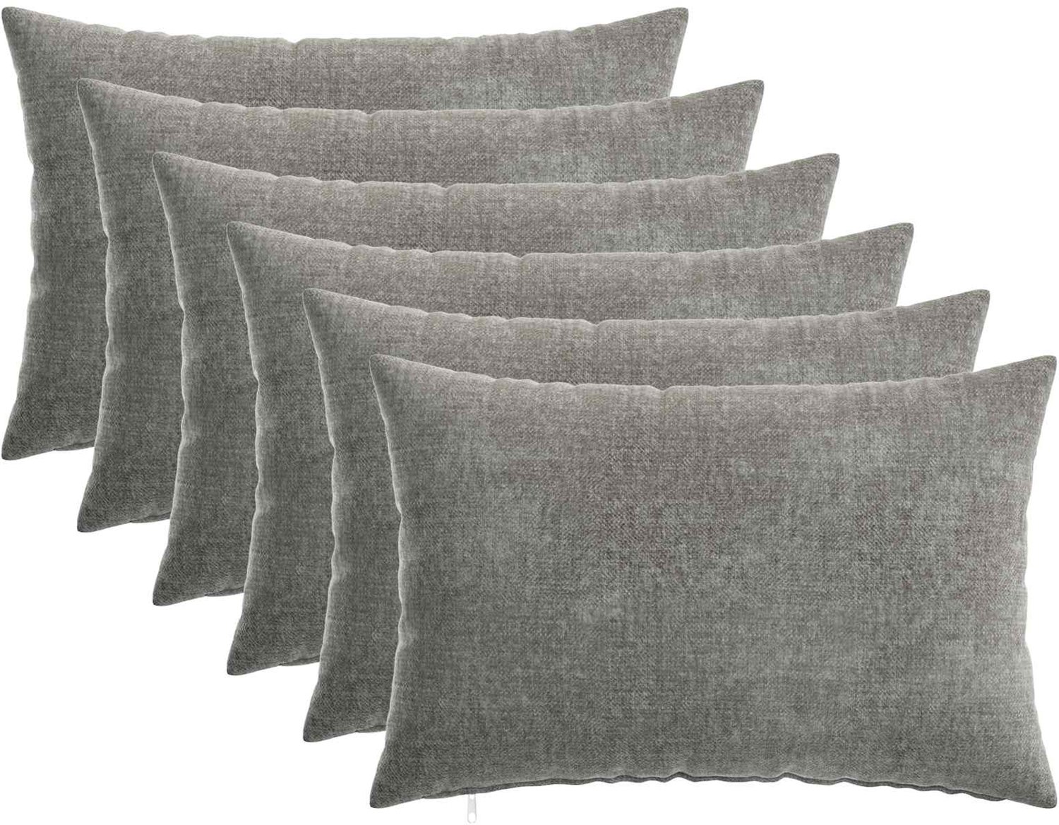 vidaXL Dekenkussen - 6 - st - HEERLEN - Donkergrijs - 30 - x - 50 - cm - Chenille - Stof