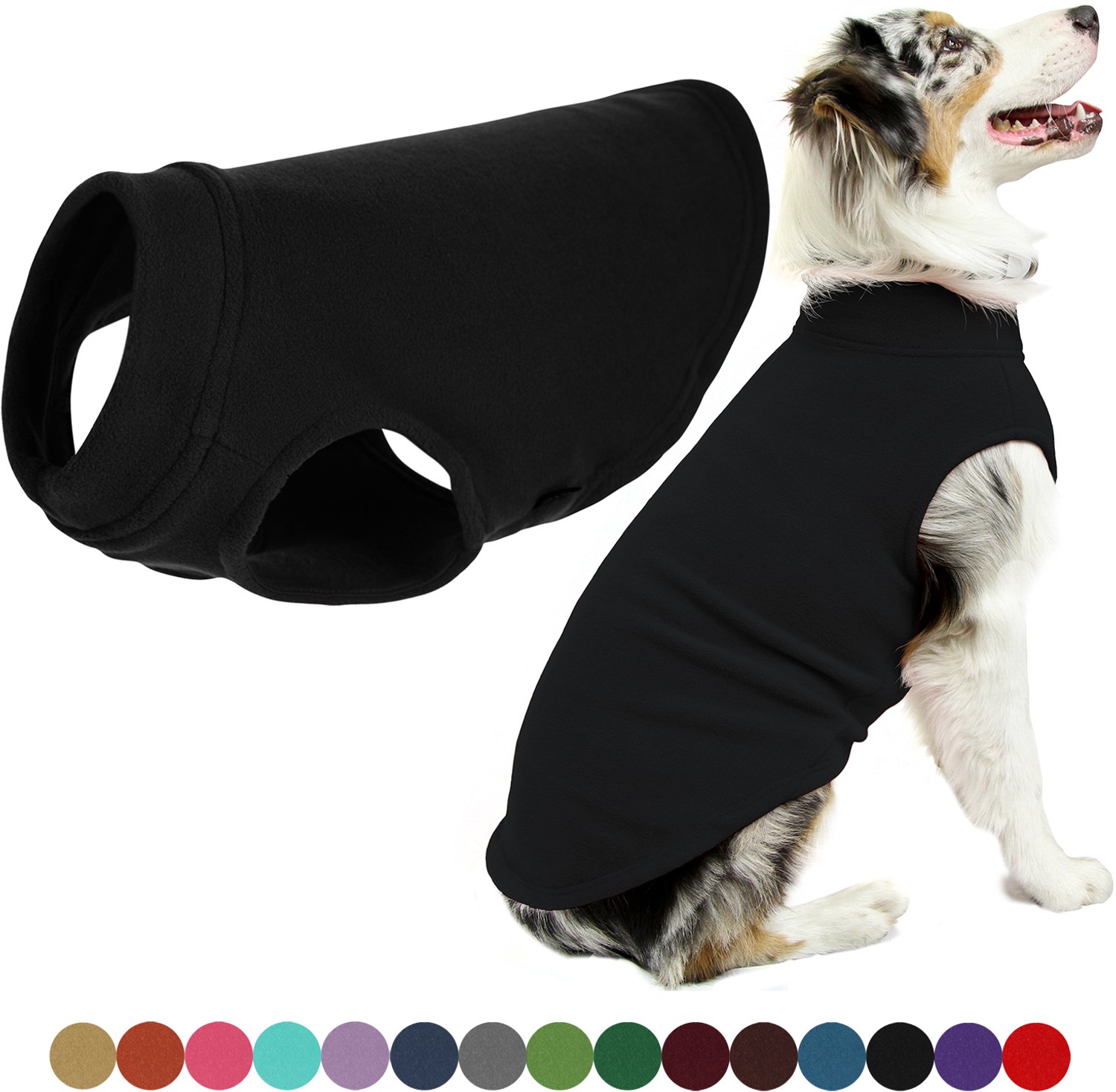 Gooby Stretch Fleece Vest Hondenjas - Warme hondentrui voor kleine honden - Zwart - 3X-Large