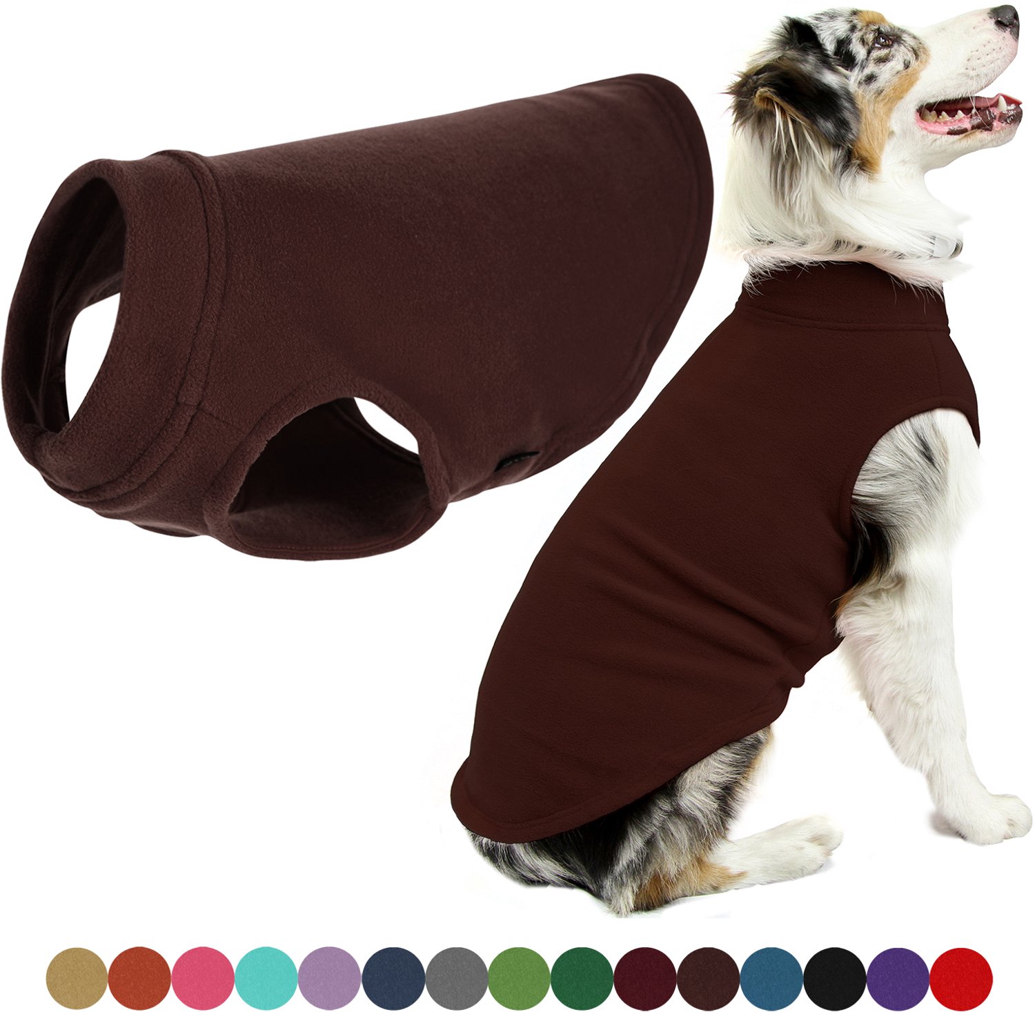 Gooby Stretch Fleece Vest Hondenjas - Warme hondentrui voor kleine honden - Bruin - 4X-Large