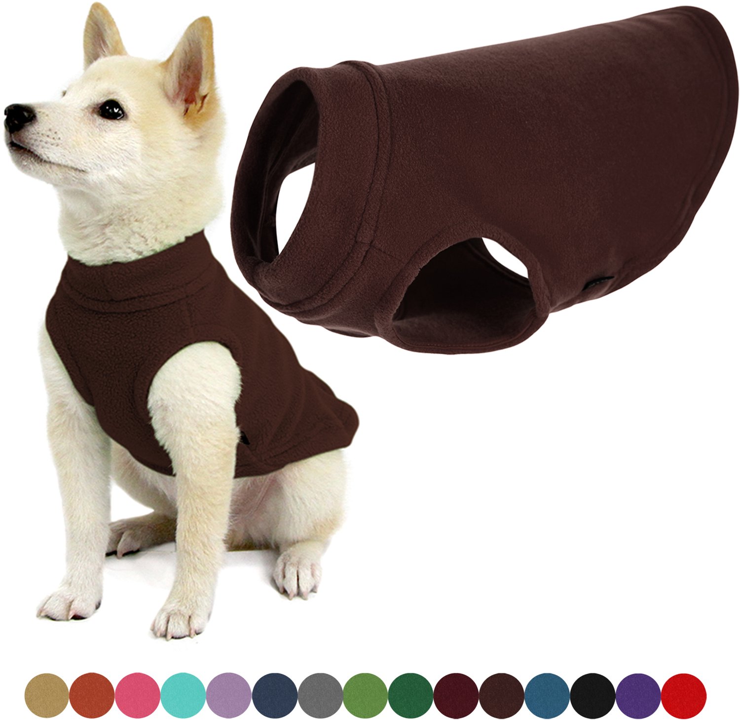 Gooby Stretch Fleece Vest Hondenjas - Warme hondentrui voor kleine honden - Bruin - Small