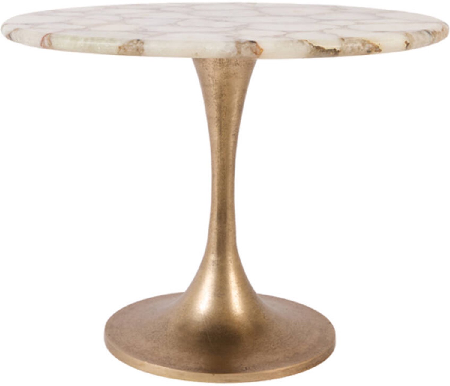 Light & Living Light&living Bijzettafel Ø61x41 cm RICKERD agaat wit+antiek brons