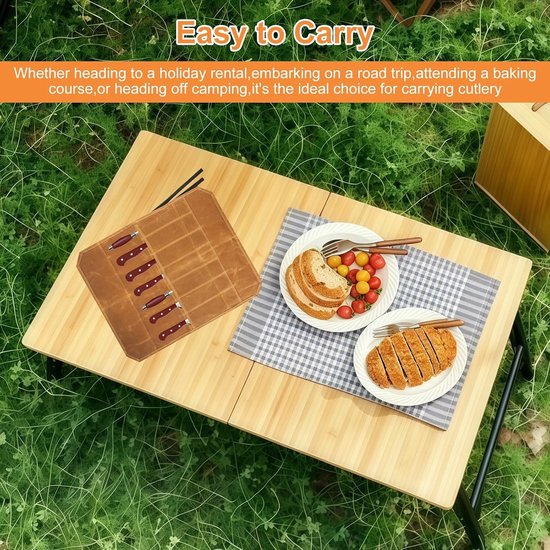 Messentas met 7 vakken van canvas, ideaal voor camping, koken en outdoor activiteiten — afbeelding 4