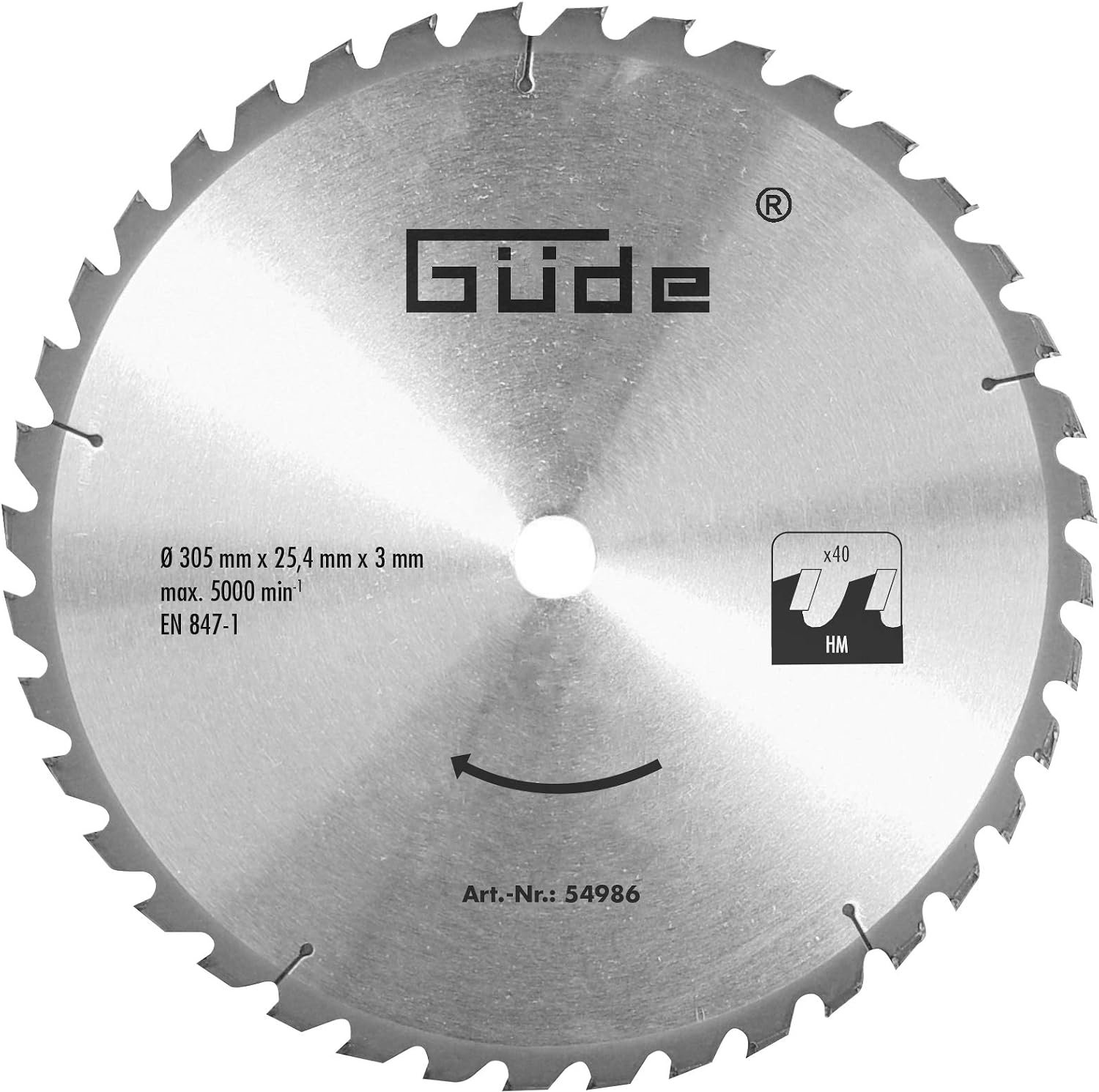 Güde HM Zaagblad 305x25.4mm 40T voor GRK 305/340