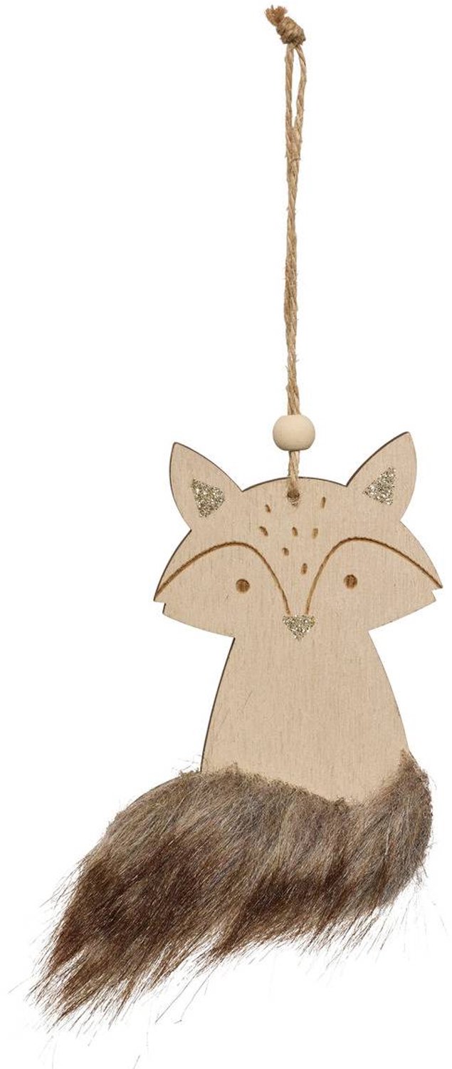 Feeric lights & Christmas Kerstfiguurtje: vos van hout en bont, 12 cm Marron
