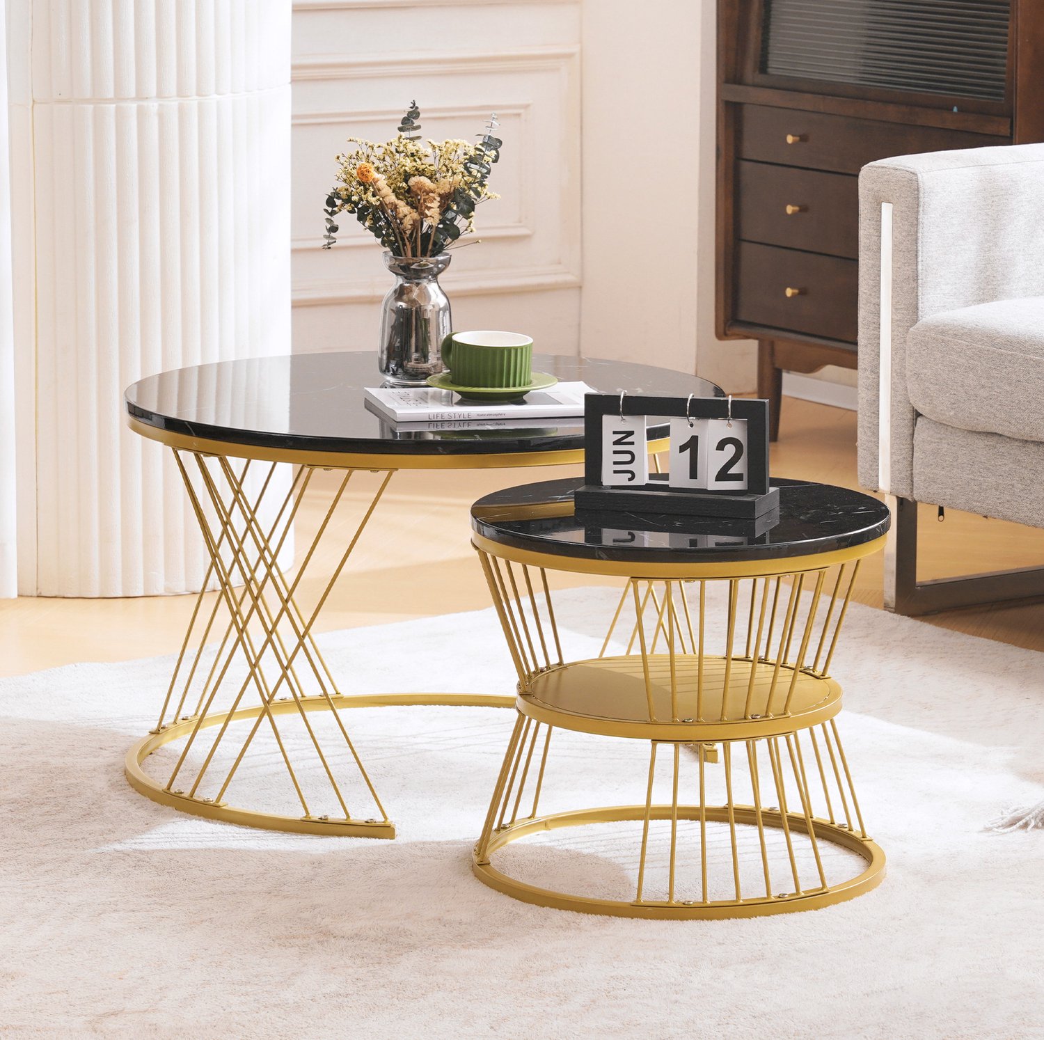 CHICFURN Salontafel - Nestelbaar - Set van 2 - Zwart
