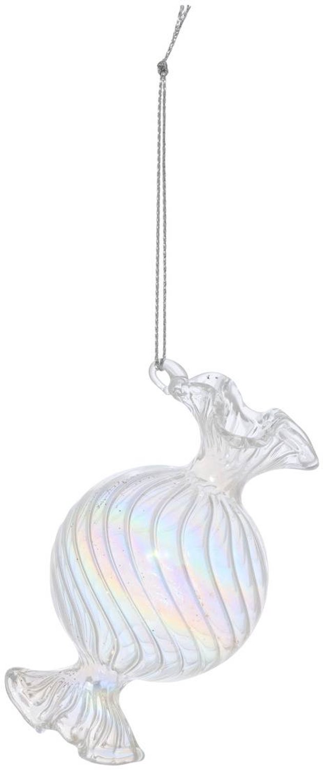 Feeric lights & Christmas Hangende versiering in de vorm van een snoepjesdennenboom van iriserend glas, 9 cm Transparent